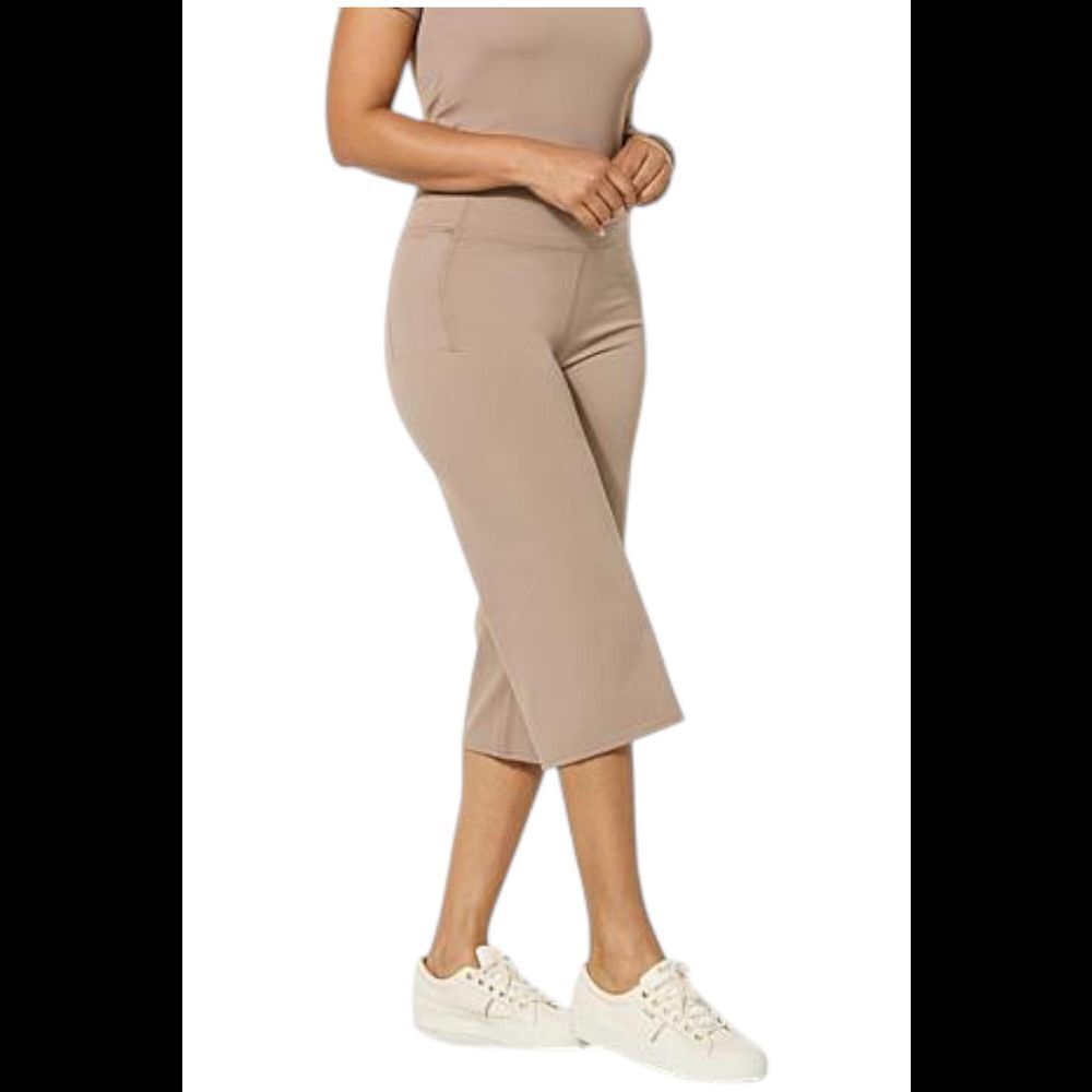 Joy Collection Women's Cool & Clean Smooth Capri Power Pant Soft Sand - Regular